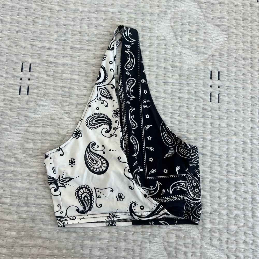 Black and White Paisley Halter Top